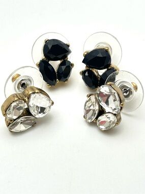 J. Crew Black and Clear Jeweled Earrings